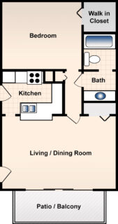 1 Bed / 1 Bath / 680 sq ft